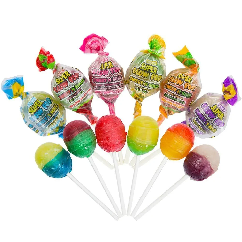 Charms Super Blow Pops Sweet N Sour Assortment: 48-Piece Box 1 Charms Super Blow Pops Sweet N Sour Assortment: 48-Piece Box