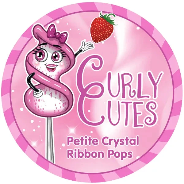 CurlyCutes Petite Crystal Ribbon Pops - Pink Strawberry: 20-Piece Jar 3 CurlyCutes Petite Crystal Ribbon Pops - Pink Strawberry: 20-Piece Jar - Image 3
