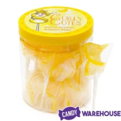 CurlyCutes Petite Crystal Ribbon Pops - Yellow Banana: 20-Piece Jar 9 CurlyCutes Petite Crystal Ribbon Pops - Yellow Banana: 20-Piece Jar -Sweet Candy Planet curlycutes petite crystal ribbon pops yellow banana 20 piece jar candy warehouse 5