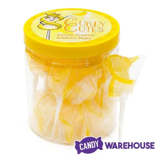 CurlyCutes Petite Crystal Ribbon Pops - Yellow Banana: 20-Piece Jar 5 CurlyCutes Petite Crystal Ribbon Pops - Yellow Banana: 20-Piece Jar - Image 5