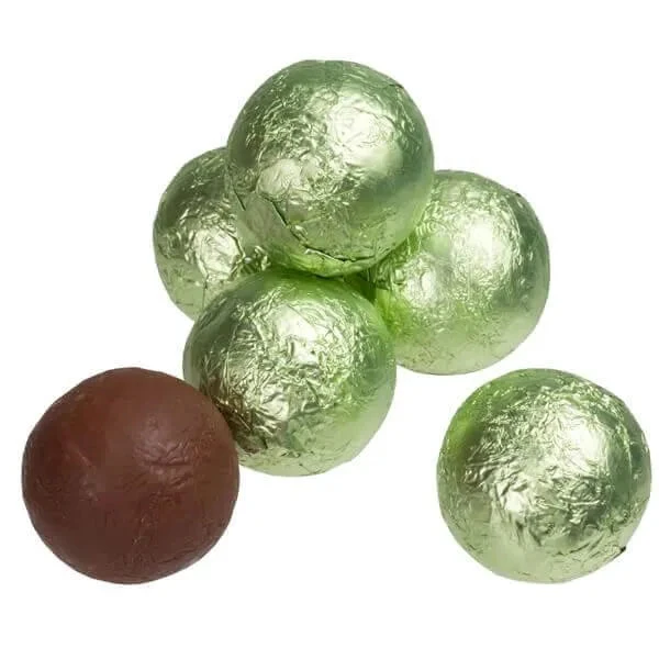 Foiled Milk Chocolate Balls - Leaf Green: 2LB Bag 1 Foiled Milk Chocolate Balls - Leaf Green: 2LB Bag