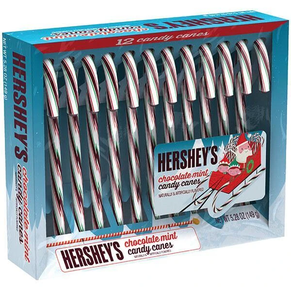 Hershey's Chocolate Mint Candy Canes: 12-Piece Box 1 Hershey's Chocolate Mint Candy Canes: 12-Piece Box