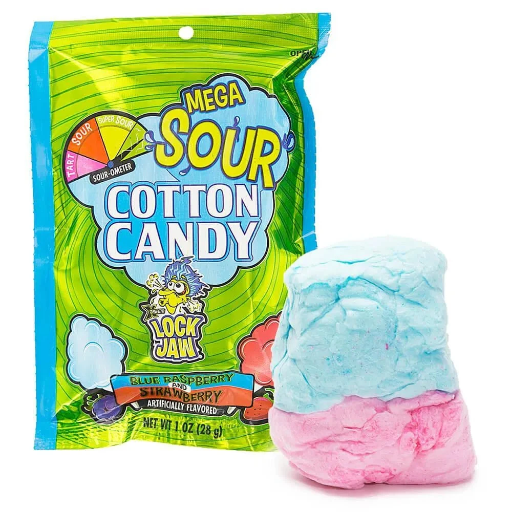 Mega Sour Cotton Candy Packs: 12-Piece Display 1 Mega Sour Cotton Candy Packs: 12-Piece Display
