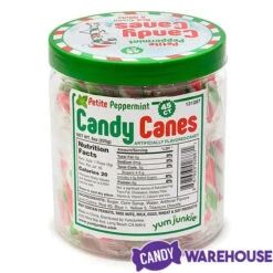 Mini Candy Canes - Red, Green, And White: 45-Piece Jar -Sweet Candy Planet mini candy canes red green and white 45 piece jar candy warehouse 4