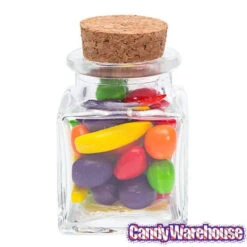 Mini Glass Favor Jars - 1.75-Ounce Square Jar With Cork Stopper: 12-Piece Set -Sweet Candy Planet mini glass favor jars 1 75 ounce square jar with cork stopper 12 piece set candy warehouse 3