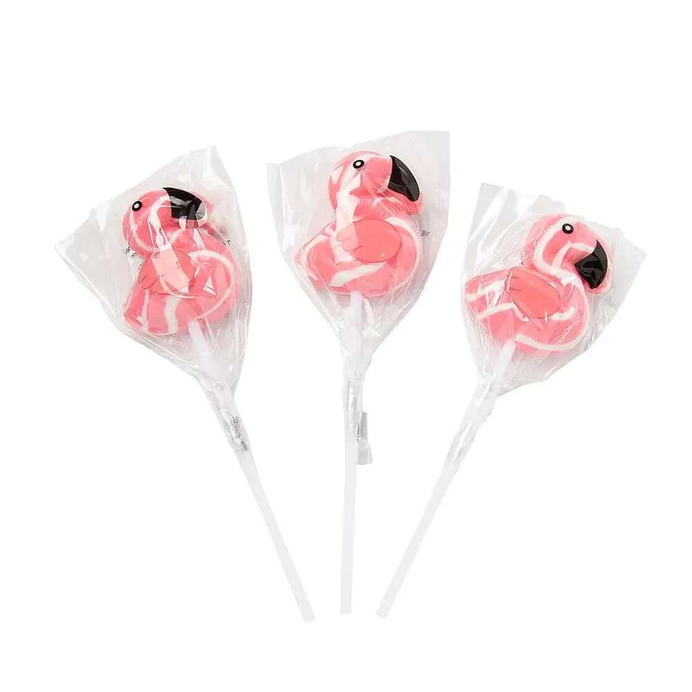 Pink Flamingo Shaped Swirl Pops: 12-Piece Box 1 Pink Flamingo Shaped Swirl Pops: 12-Piece Box