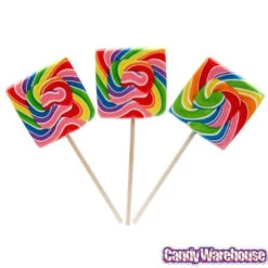 Rainbow Swirl 3.5-Ounce Square Lollipops: 12-Piece Display -Sweet Candy Planet rainbow swirl 3 5 ounce square lollipops 12 piece display candy warehouse 3