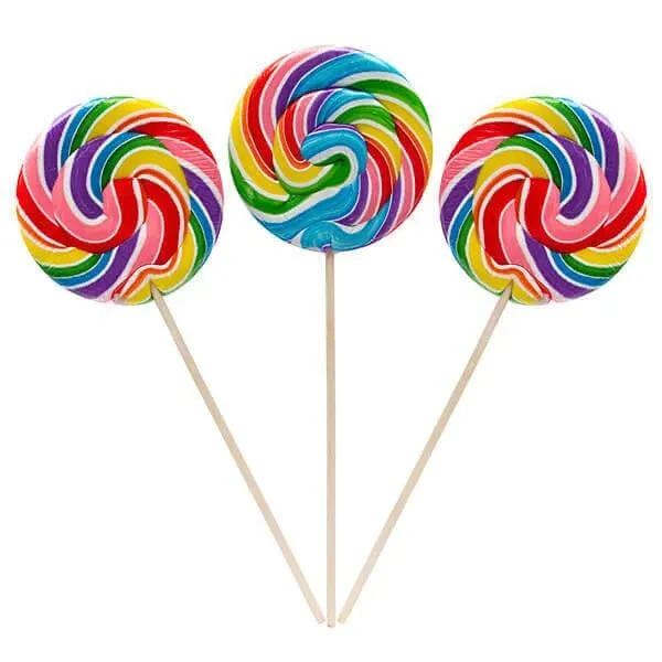 Rainbow Swirl 6-Ounce Round Lollipops: 36-Piece Box 1 Rainbow Swirl 6-Ounce Round Lollipops: 36-Piece Box
