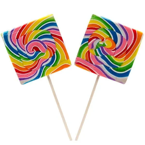 Rainbow Swirl 8-Ounce Square Lollipops: 24-Piece Box 1 Rainbow Swirl 8-Ounce Square Lollipops: 24-Piece Box