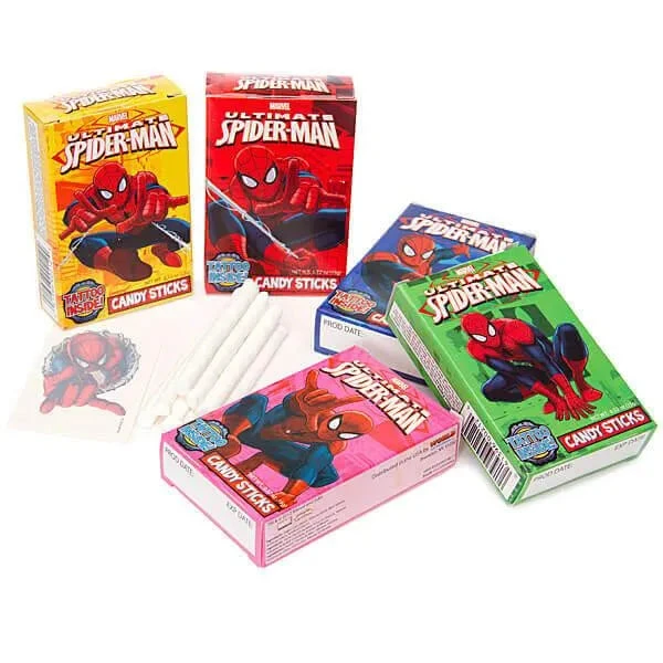 Spiderman Candy Sticks Packs: 30-Piece Box 1 Spiderman Candy Sticks Packs: 30-Piece Box