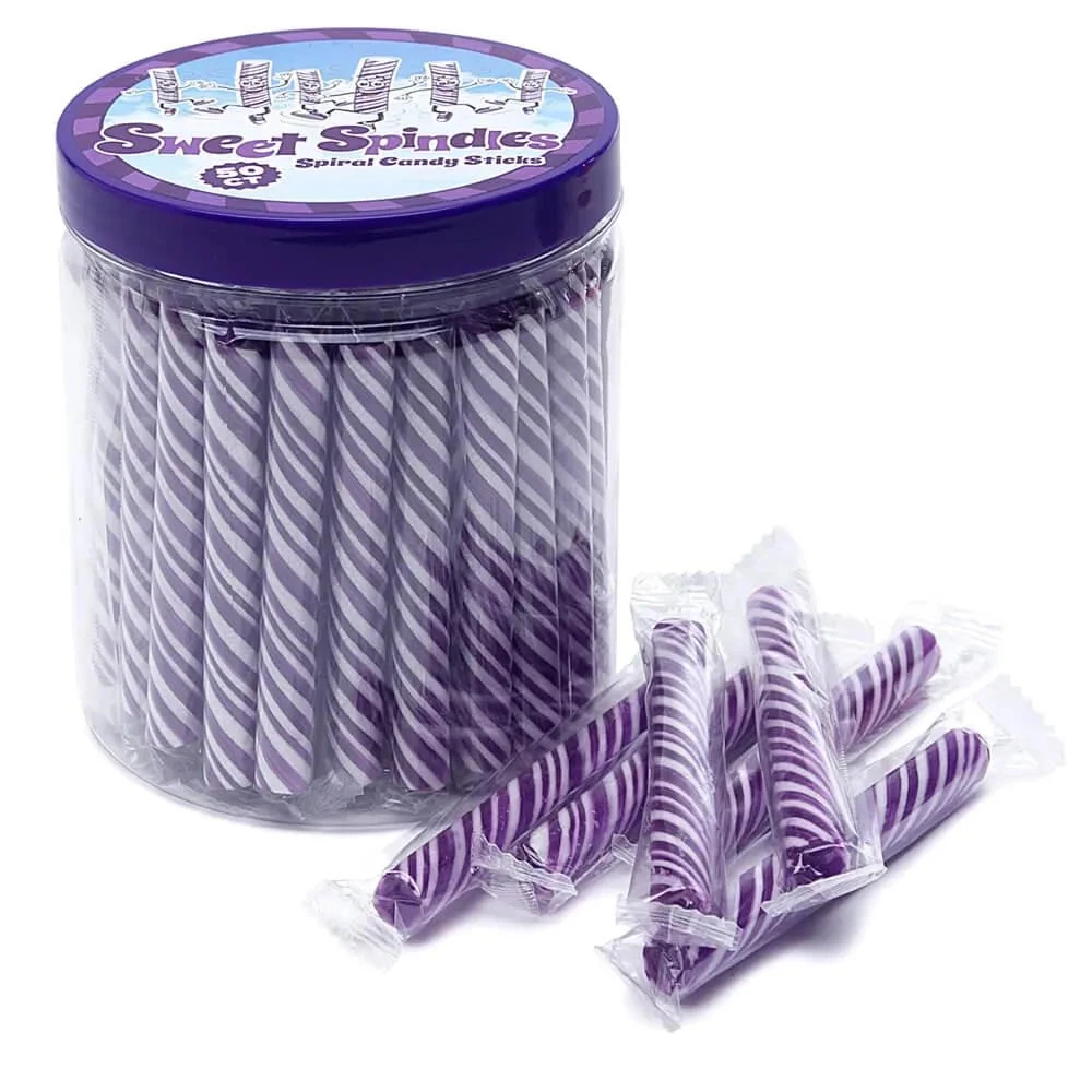 Sweet Spindles Mini Hard Candy Sticks - Grape: 50-Piece Jar 1 Sweet Spindles Mini Hard Candy Sticks - Grape: 50-Piece Jar