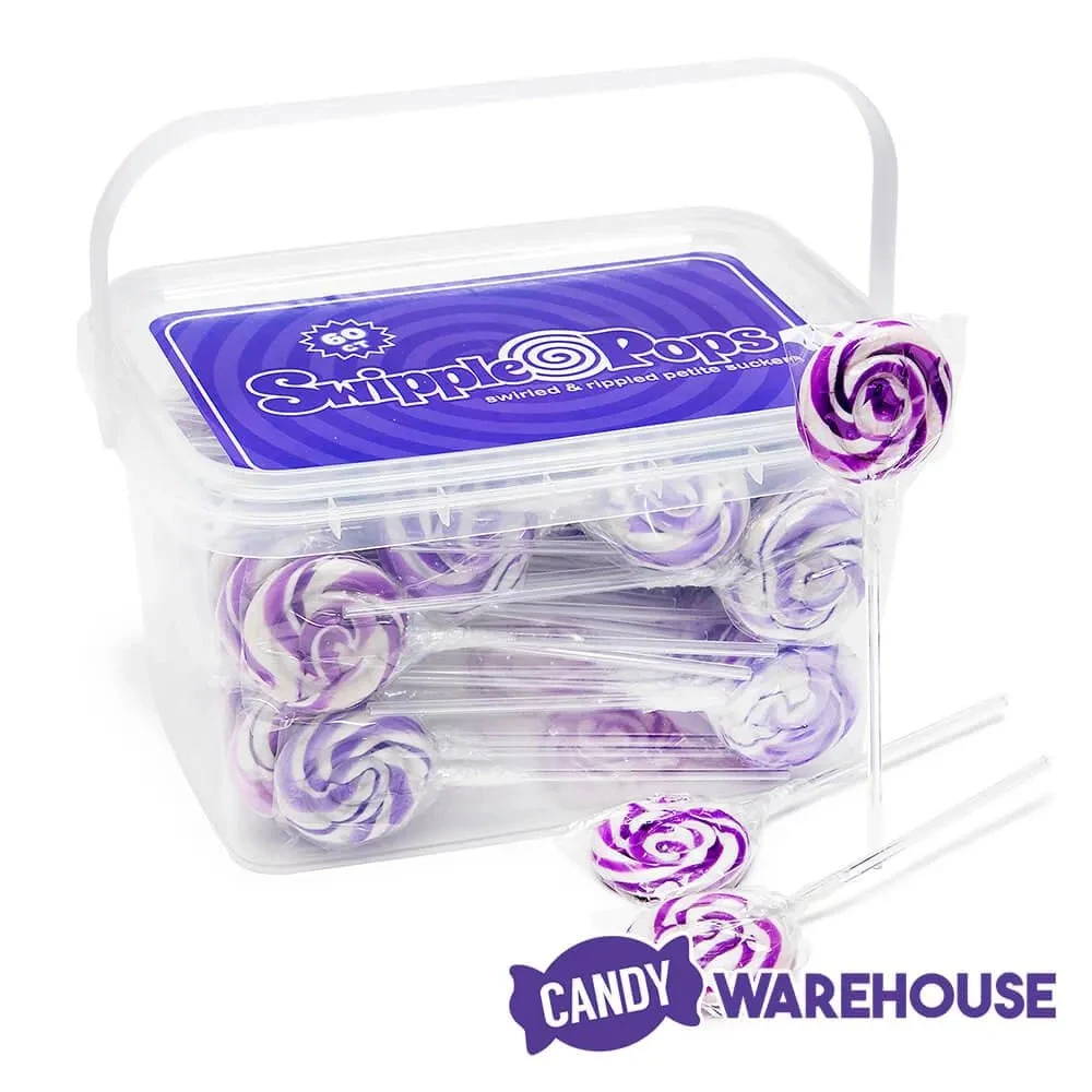 Swipple Pops Petite Swirl Ripple Lollipops - Purple Grape: 60-Piece Tub 2 Swipple Pops Petite Swirl Ripple Lollipops - Purple Grape: 60-Piece Tub - Image 2