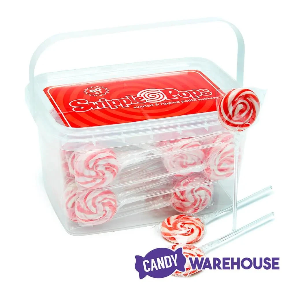 Swipple Pops Petite Swirl Ripple Lollipops - Red Cherry: 60-Piece Tub 2 Swipple Pops Petite Swirl Ripple Lollipops - Red Cherry: 60-Piece Tub - Image 2
