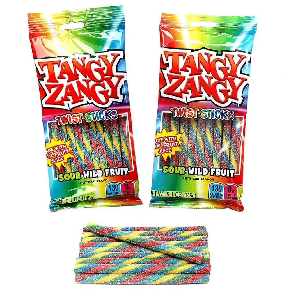 Tangy Zangy Twist Sticks Candy Packs - Sour Wild Fruit: 12-Piece Box 1 Tangy Zangy Twist Sticks Candy Packs - Sour Wild Fruit: 12-Piece Box