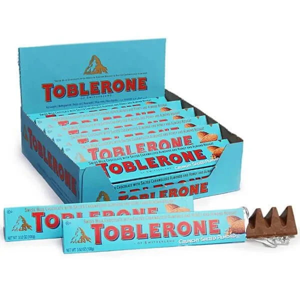 Toblerone Crunchy Salty Almond Chocolate Bars: 20-Piece Box 1 Toblerone Crunchy Salty Almond Chocolate Bars: 20-Piece Box