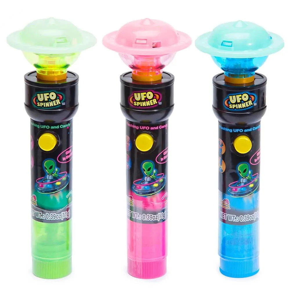 UFO Spinner Flashing Alien Flying Saucers With Candy: 12-Piece Display 1 UFO Spinner Flashing Alien Flying Saucers With Candy: 12-Piece Display
