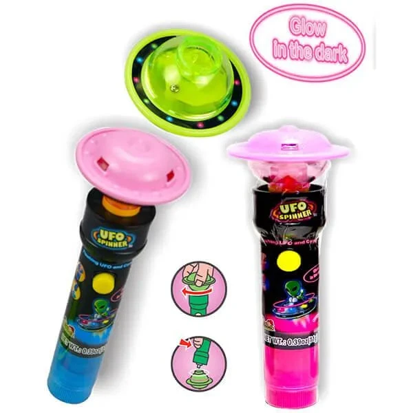 UFO Spinner Flashing Alien Flying Saucers With Candy: 12-Piece Display 4 UFO Spinner Flashing Alien Flying Saucers With Candy: 12-Piece Display - Image 4